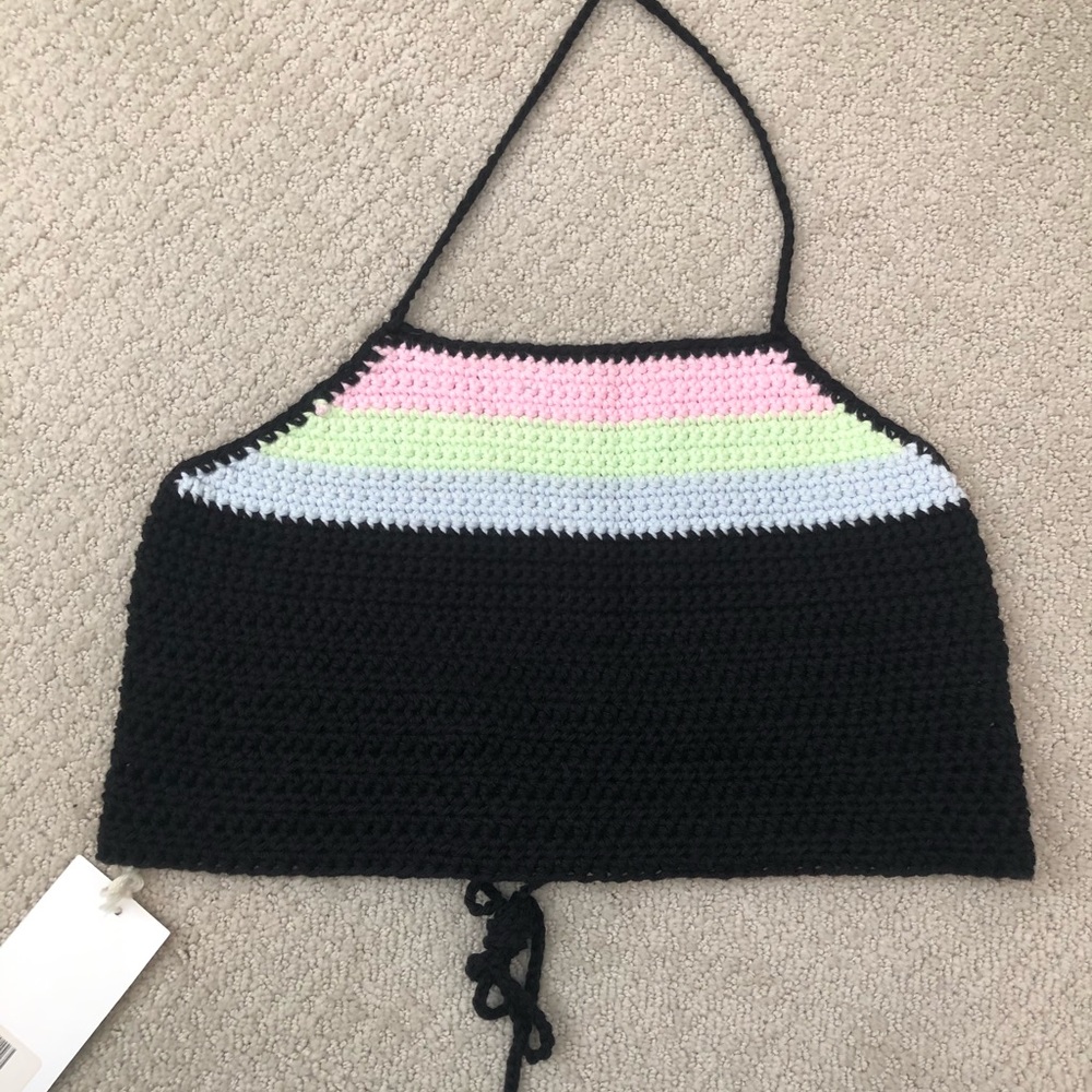 Crochet Halter with Pastel Rainbow